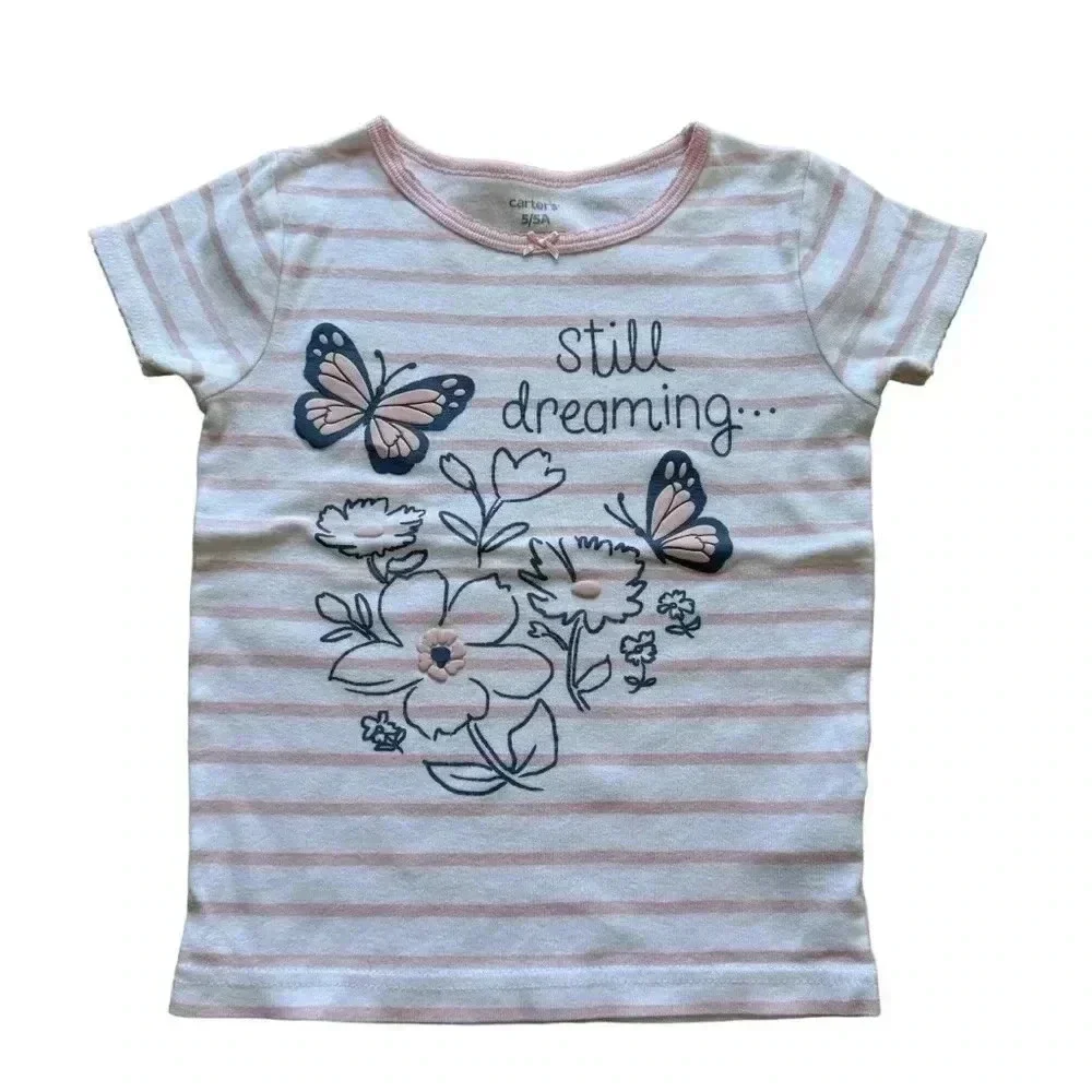 Carter’s Short Sleeves Cotton Snug Fit Girl Pajama Tops Bundle SZ 5T #2087